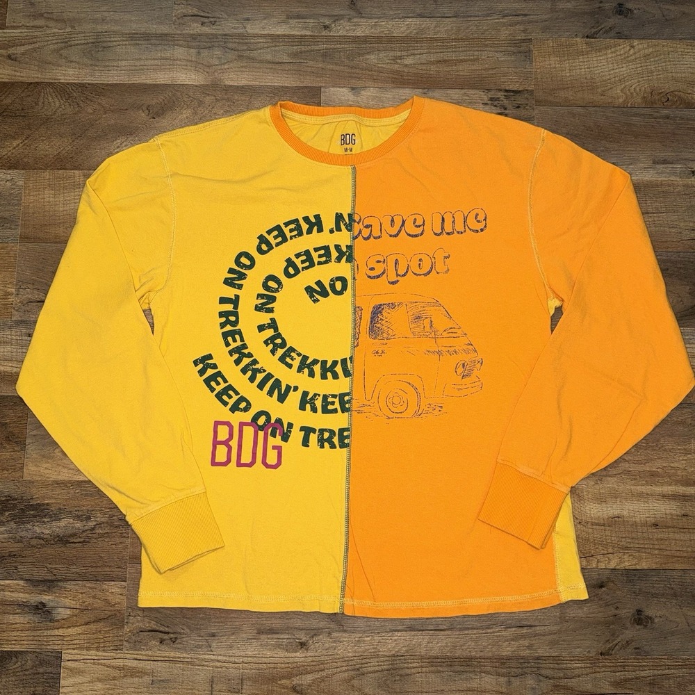 Urban Outfitters BDG Shirt Size Med Keep On Trekkin And Van Life Split Patchwork